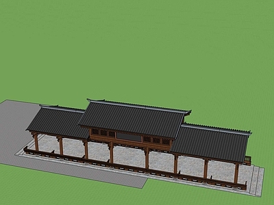 中式廊架 格栅廊架