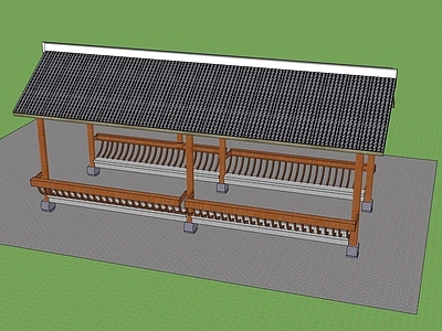 新中式廊架 格栅廊架