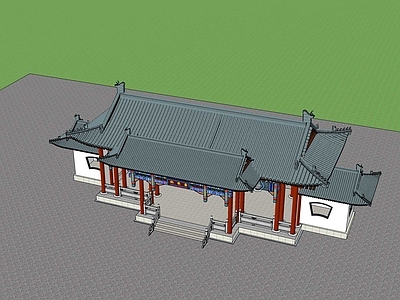 中式廊架 格栅廊架 长廊