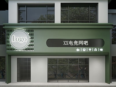 现代棋牌室 现代棋牌室 现代 电竞 网吧 门头 设计