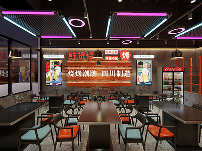 工业现代烧烤烤肉店 工业烧烤店 现代工业烧烤夜宵 工业烧烤门头