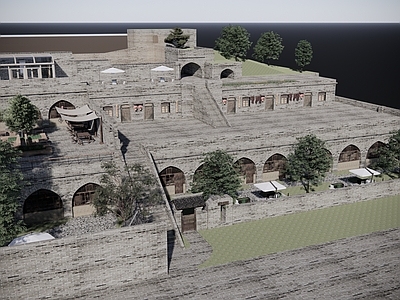中式复古古建筑 窑洞建筑 山西古建筑 特色建筑 古建筑 窑洞