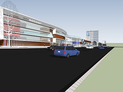 现代商场建筑 流线型商业