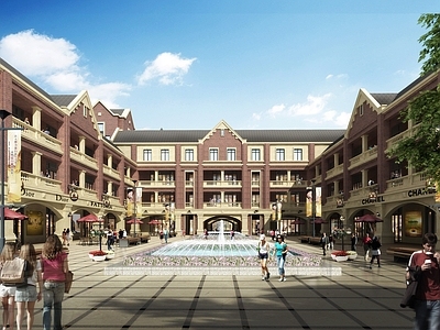 复古欧式商业街 英式精致 大型商业街区 商业街和大商场