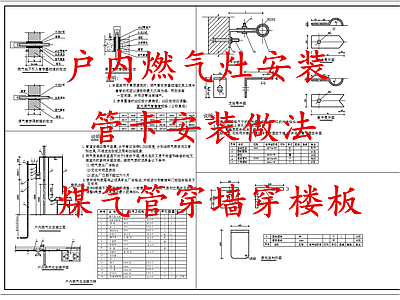 暖通节点 煤气管穿墙穿楼板 户内燃气灶安装 施工图