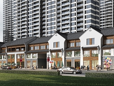 新中式中式商业街 新中式沿街商业 三层商业办公建筑 施工图