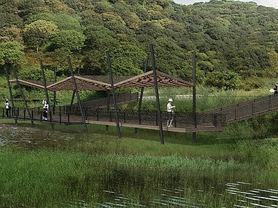 现代廊架 现代异形栈道廊架 木格栅异形廊架 乡野异形廊架 施工图