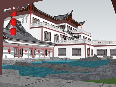 中式古建筑 中式古建 庭院景观