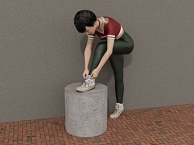 女人 系 鞋带 休息 弯腰 绑