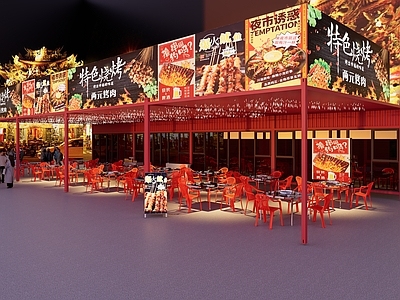 现代烧烤烤肉店 夜市烧烤地摊经济 宵夜美食 夜市集市宵夜小吃
