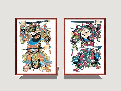 中式其他景观小品 门神 招贴画 年画 传统民俗小品
