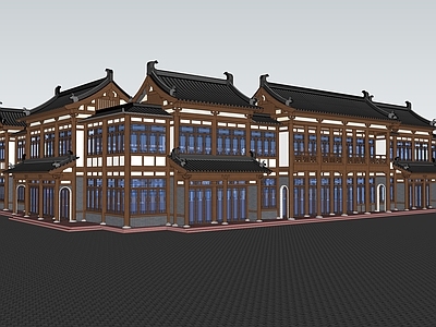 中式商场建筑 商业多层 商场门头 古建筑 商业街 宋代建筑