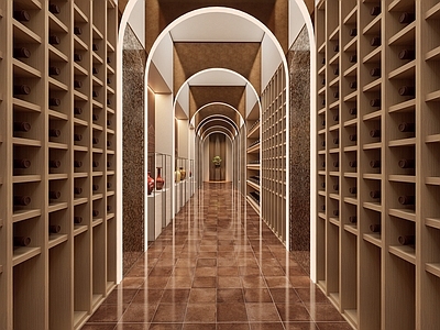 新中式现代烟酒店 走廊 酒空间 红酒 端景