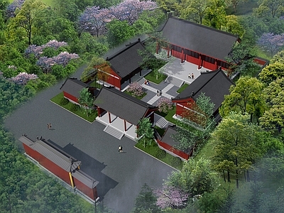 中式鸟瞰规划 寺庙 古建筑 四合院