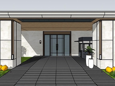 现代小区建筑 门头设计  户外门头 造型设计