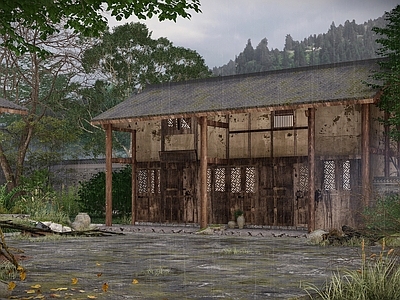 中式其他景观小建筑 破旧老宅 古宅