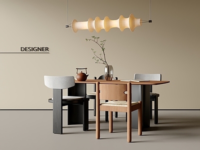 现代中古餐桌椅 长桌 餐桌 餐椅 餐桌摆件