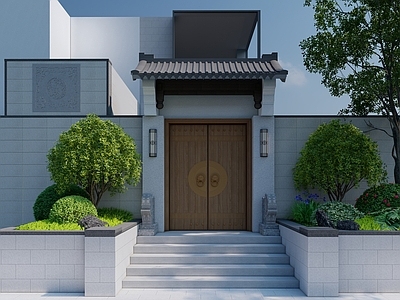 新中式入口大门 中式门楼 入户门