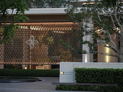现代商业综合体景观 度假豪宅小区入口 示范区前场景观 酒店式落客区景观