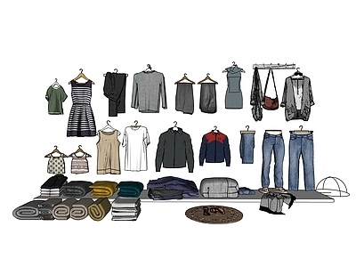 现代衣帽间 衣服 衣物 服饰 衣帽间