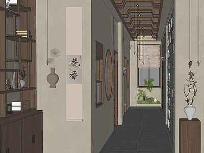 侘寂新中式中餐厅 诧寂风过道 新中式过道 诧寂风餐饮过道 诧寂风茶楼过道 新中式餐饮