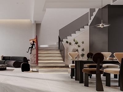 意式轻奢客餐厅 大平层客餐厅 高级灰客餐厅