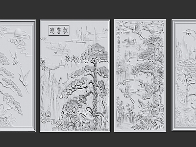 中式雕花 罗汉松