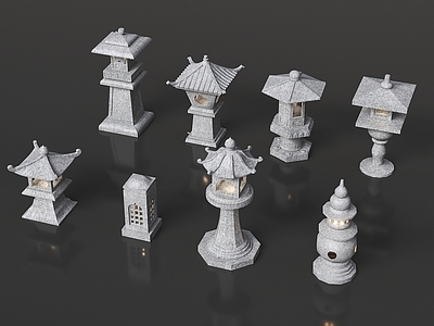 中式其他景观小品 日式石灯笼 玉钟 三潭映月 景观灯 庭院灯