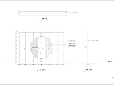 新中式中式景墙图库 对景景墙 庭院影壁墙 庭院对景景墙 月洞格栅景墙 施工图