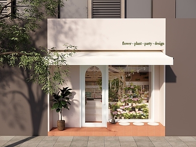 简约奶油花店 现代简约花店门头 奶油风