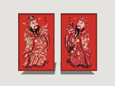 中式其他景观小品 门神 民俗画 招贴画 年画 传统民俗小品