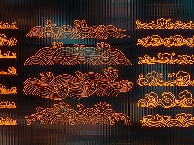 中式霓虹灯 中式祥云霓虹灯 装饰灯组合