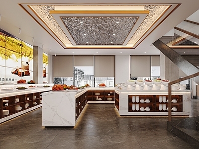 新中式现代中餐厅 餐饮店 餐厅 点菜区 餐厅前台