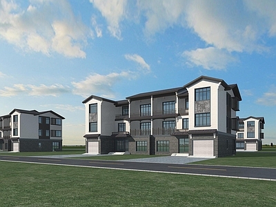 新中式简约别墅外观 安置房 别墅 双拼别墅