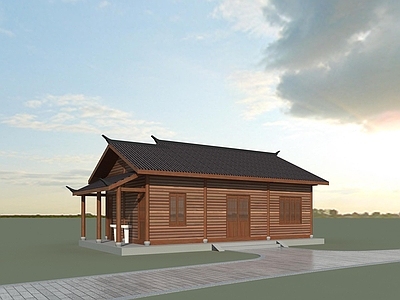中式原木艺术风格建筑 中式木屋 中式厕所