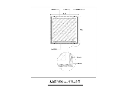墙面节点 木饰面包柱 施工图