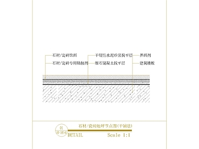 地面综合节点 瓷砖地坪节点图 施工图