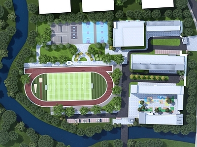 现代小学 小学景观 校园