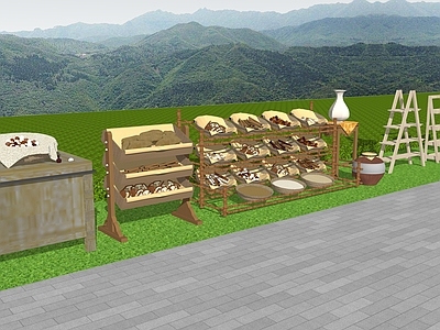 现代其他景观小品 中药晾晒架 中药 花架 晾晒架