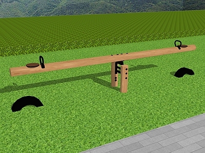 现代其他景观小品 跷跷板 原木跷跷板