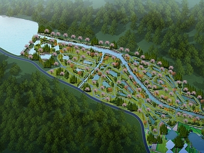 现代滨水景观 滨水湿地公园 大地景观 河道生态公园