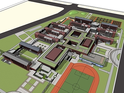 现代学校建筑 现代学校 大学校园 教学楼 校园规划 学校操场