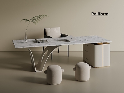 轻奢意式办公桌椅 写字桌 电脑桌椅