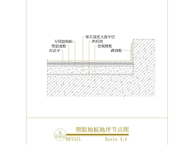 地面综合节点 塑胶地板地坪节点 施工图