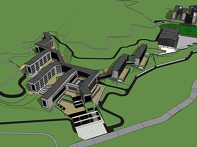 现代学校建筑 大学校园 山地建筑 山地学校 宿舍 教学楼