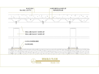 地面综合节点 钢架地台节点图 施工图