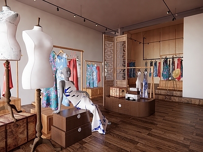 中式新中式服装店 女装店 旗袍 汉服 服装店 内衣店