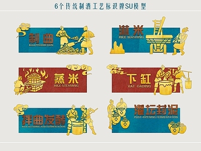 新中式标识标牌 制酒工艺标牌 酒坊标识牌 传统制酒工艺 酒店指引牌 民俗标牌