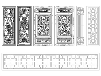 中式窗 木艺镂空门窗 施工图