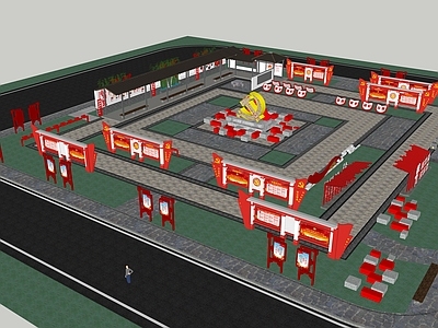 新中式中式广场景观 健身广场 党建广场 下沉广场 乡村广场